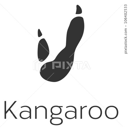 Kangaroo footprint logo. Black foot mark silhouette Kangaroo footprint logo. Black foot mark silhouette 106482533