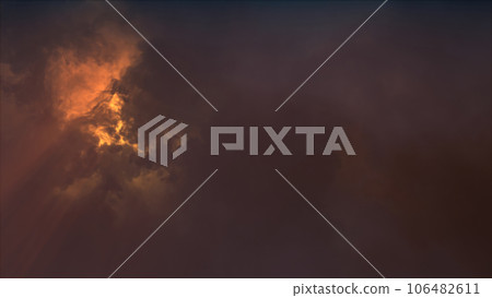 3D rendering of thunderclouds with bright lightning flashes 3D rendering of thunderclouds with bright lightning flashes 106482611