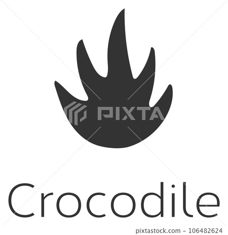 Crocodile footprint. Safari wild animal black mark 106482624