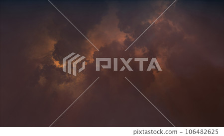 3D rendering of thunderclouds with bright lightning flashes 106482625