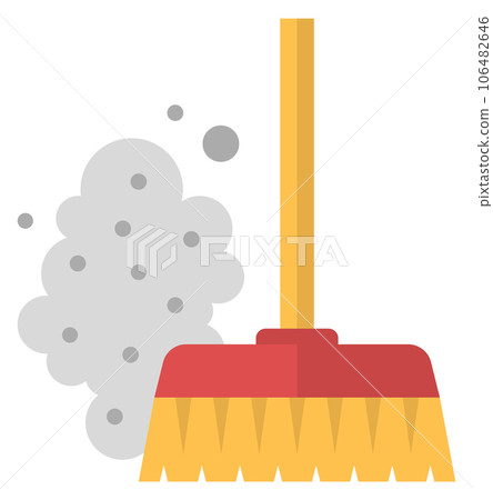 Dust sweeping brush. Floor cleaning color icon 106482646