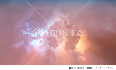 3D rendering of thunderclouds with bright lightning flashes 3D rendering of thunderclouds with bright lightning flashes 106482649