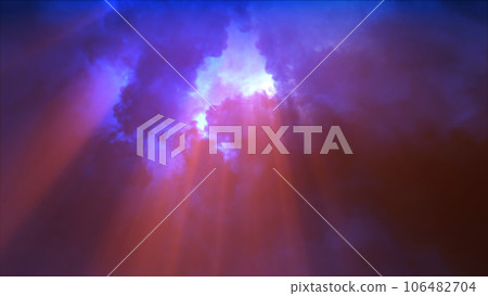 3D rendering of thunderclouds with bright lightning flashes 3D rendering of thunderclouds with bright lightning flashes 106482704