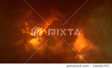 3D rendering of thunderclouds with bright lightning flashes 3D rendering of thunderclouds with bright lightning flashes 106482707