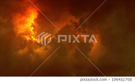 3D rendering of thunderclouds with bright lightning flashes 3D rendering of thunderclouds with bright lightning flashes 106482708