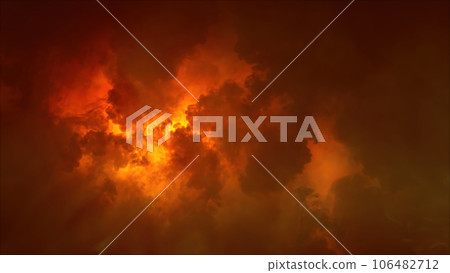 3D rendering of thunderclouds with bright lightning flashes 106482712