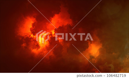3D rendering of thunderclouds with bright lightning flashes 3D rendering of thunderclouds with bright lightning flashes 106482719