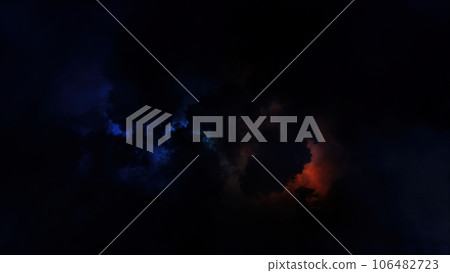 3D rendering of thunderclouds with bright lightning flashes 106482723