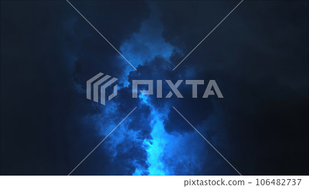 3D rendering of thunderclouds with bright lightning flashes 3D rendering of thunderclouds with bright lightning flashes 106482737