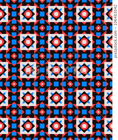 Seamless abstract ornament Geometric bright colored pattern with various elements backgrounds. 106483042