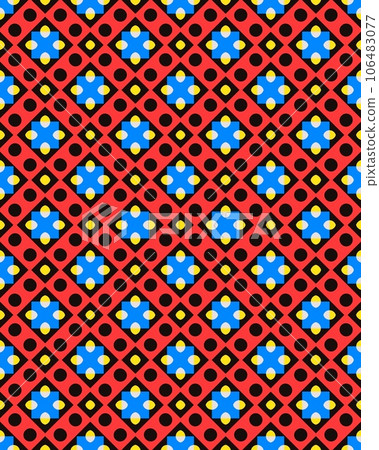 Seamless abstract ornament Geometric bright colored pattern with various elements backgrounds. 106483077
