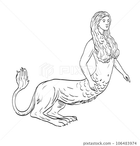 Sphinx Side View Medieval Drawing Sphinx Side View Medieval Drawing 106483974