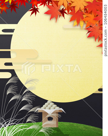 Full moon and moon dumplings shining in the autumn night sky Full moon and moon dumplings shining in the autumn night sky 106484003