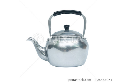 aluminum tea pot kettle stove top isolated on white background with clipping path aluminum tea pot kettle stove top isolated on white background with clipping path 106484065