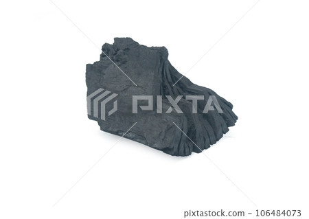 Natural wood charcoal Isolated on white background with clipping path. 106484073