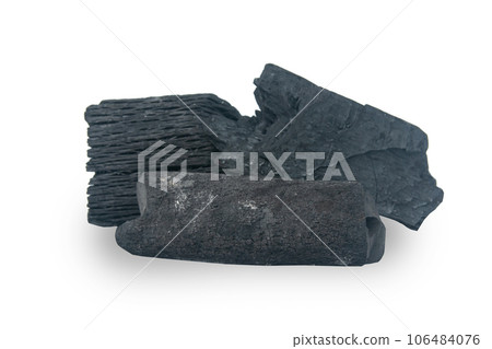 Natural wood charcoal Isolated on white background with clipping path. Natural wood charcoal Isolated on white background with clipping path. 106484076