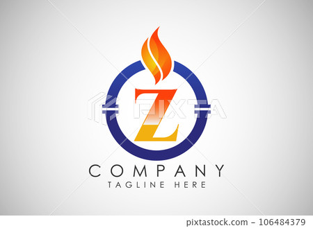 English alphabet with fire flame and pipe. Oil and gas industry logo design concept. English alphabet with fire flame and pipe. Oil and gas industry logo design concept. 106484379