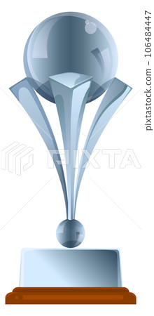 Silver cup. Cartoon trophy. Competition award template 106484447