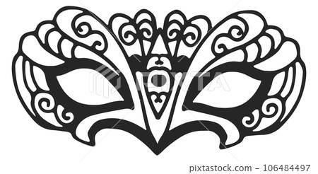 Venetian carnival mask icon. Black line symbol 106484497