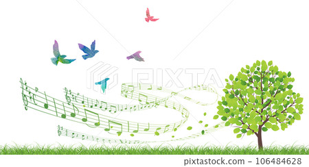 A bird taking off in the fresh green 106484628