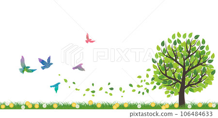 A bird taking off in the fresh green 106484633
