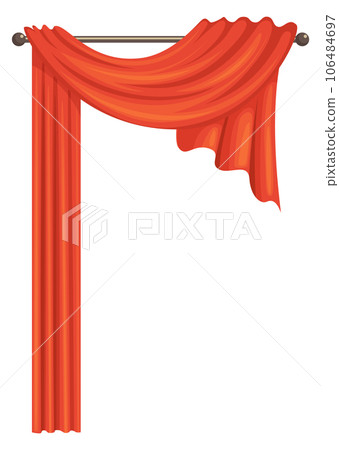 Classic theatre drapery cloth. Red satin curtain 106484697