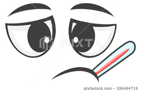 Comic face with thermometer. Sick person emoji 106484718