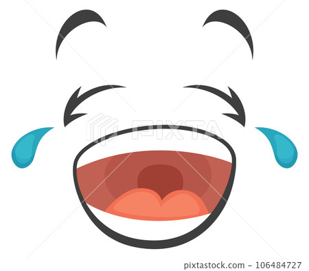 Tears of joy emoji. Cartoon face laughing expression Tears of joy emoji. Cartoon face laughing expression 106484727