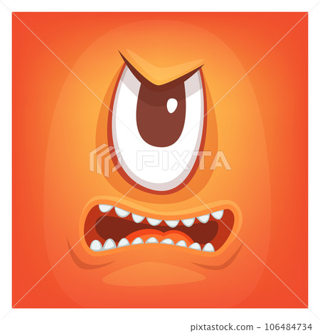 Angry monster face. Cartoon square beast avatar 106484734