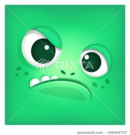 Green monster avatar. Square cartoon face picture 106484737