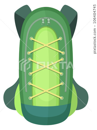 Travel backpack. Outdoor trip bag. Hiking cartoon icon 106484745