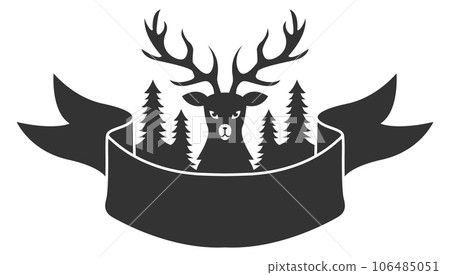 Forest deer black badge. Hunting club emblem Forest deer black badge. Hunting club emblem 106485051