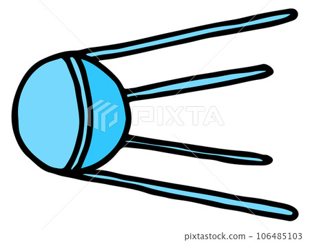 Sputnik icon. Retro space satellite color doodle 106485103