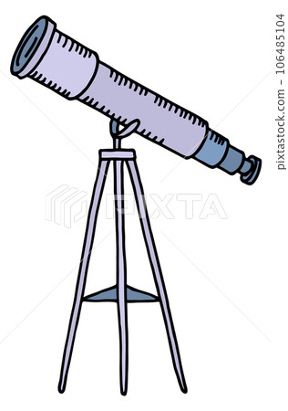 Telescope icon. Astronomy science tool color doodle 106485104