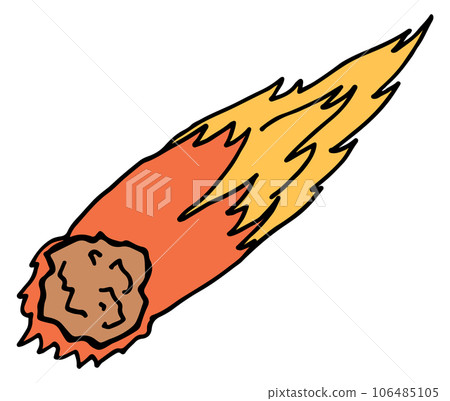 Comet color doodle. Space object with fire trail 106485105