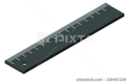 Plastic ruler icon. Geometry symbol. Isometric tool 106485109