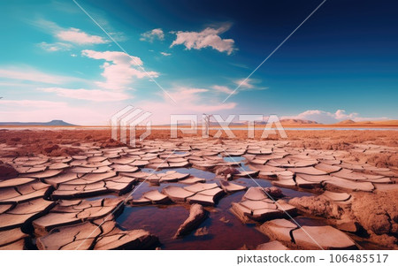 cracked earth, drought, water crisis and global climate change. dehydration of nature. 106485517