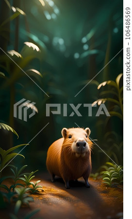 Capybara 3d cartoon character illustration  106486569