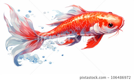 手绘卡通漂亮的锦鲤插画 106486972
