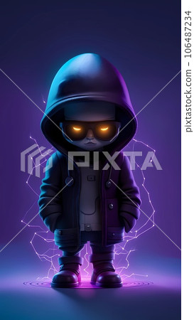 Hacker 3d cartoon character illustration  106487234