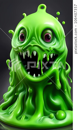 Slime monster 3d cartoon character illustration  106487357
