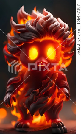 Fire 3D cartoon character illustration  106487397