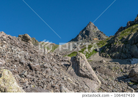 Scenery of Mt. Yarigatake from Kamikochi in summer 106487410