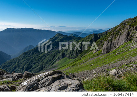 從上高地眺望矢裡岳的夏日風景 從上高地眺望矢裡岳的夏日風景 106487414