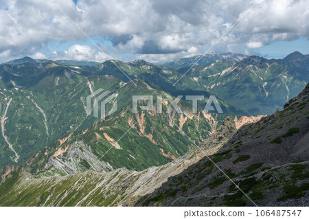 Scenery of Mt. Yarigatake from Kamikochi in summer 106487547