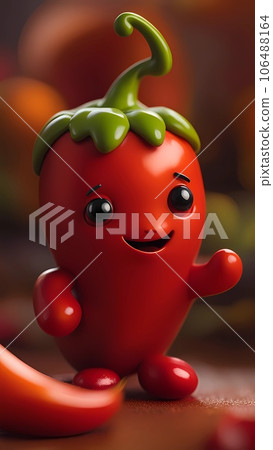 3D chili pepper cartoon character illustration 3D chili pepper cartoon character illustration 106488164