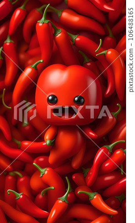 3D chili pepper cartoon character illustration 3D chili pepper cartoon character illustration 106488165