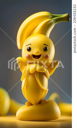 3D banana cartoon character illustration 3D banana cartoon character illustration 106488282