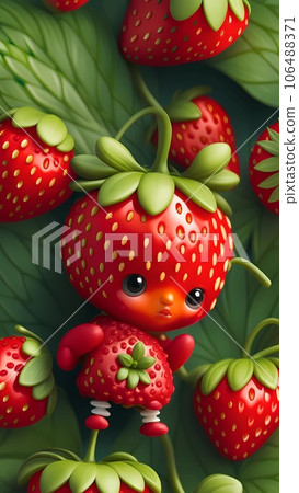 3d strawberry cartoon character illustration 106488371