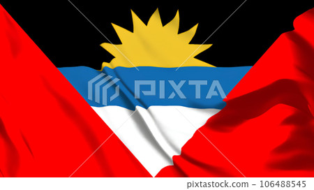 The flag of Antigua and Barbuda is flying. The flag of Antigua and Barbuda is flying. 106488545